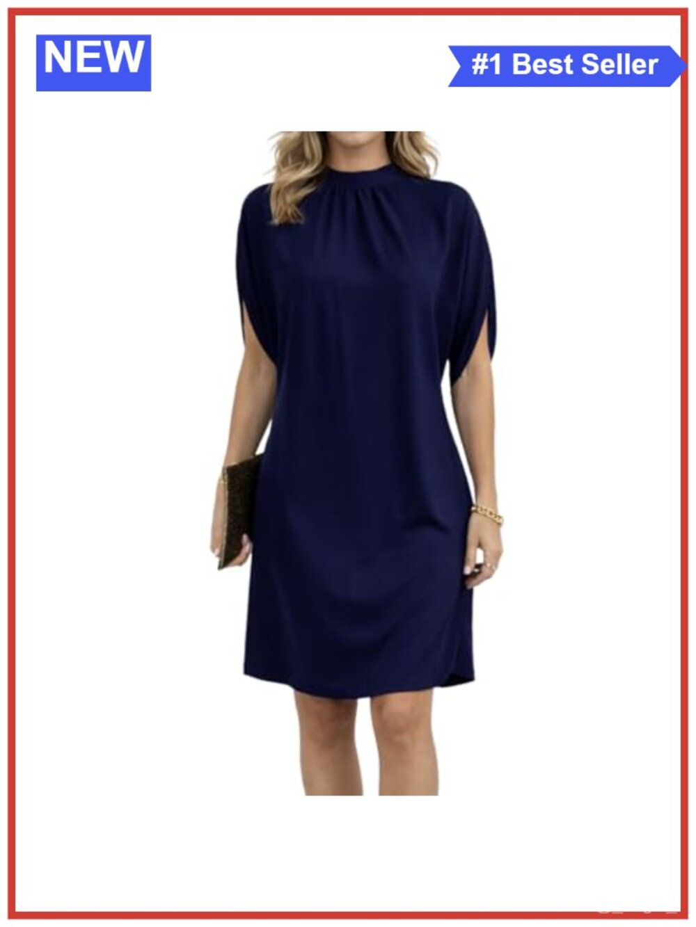 Satin Mini Dress Mock Neck Short Sleeve Cocktail Party
